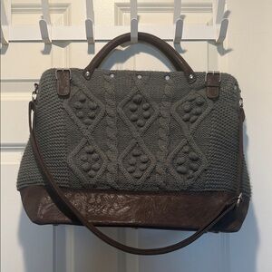 UO kimchi blue Bohemian Gray and Brown Knit Women's Bag